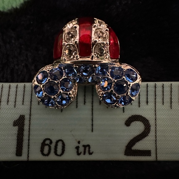 Patriotic Mickey Mouse Tac Pin. Marked SWAROVSKI and DISNEY. Silver Tone. 1”x1” - Picture 4 of 4